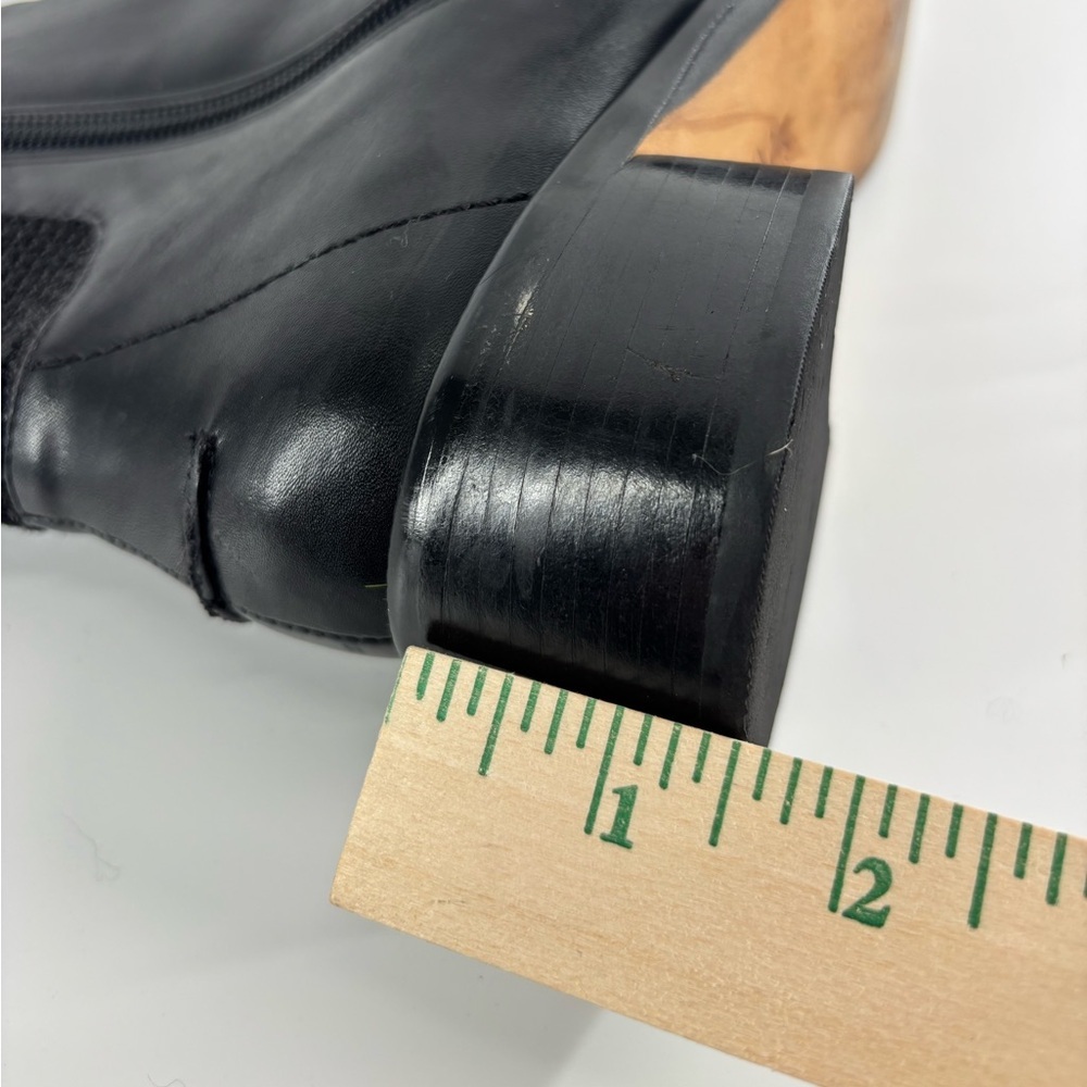The Sak black leather Chelsea boot 8 chunky block heel crochet detail - Picture 12 of 15